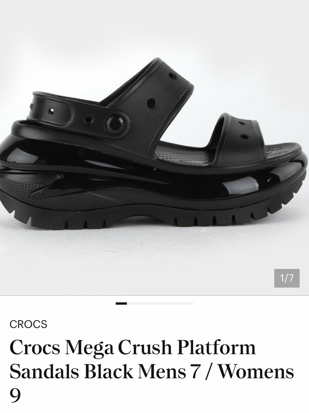 CROCS Mega Crush Platform Sandals in Black